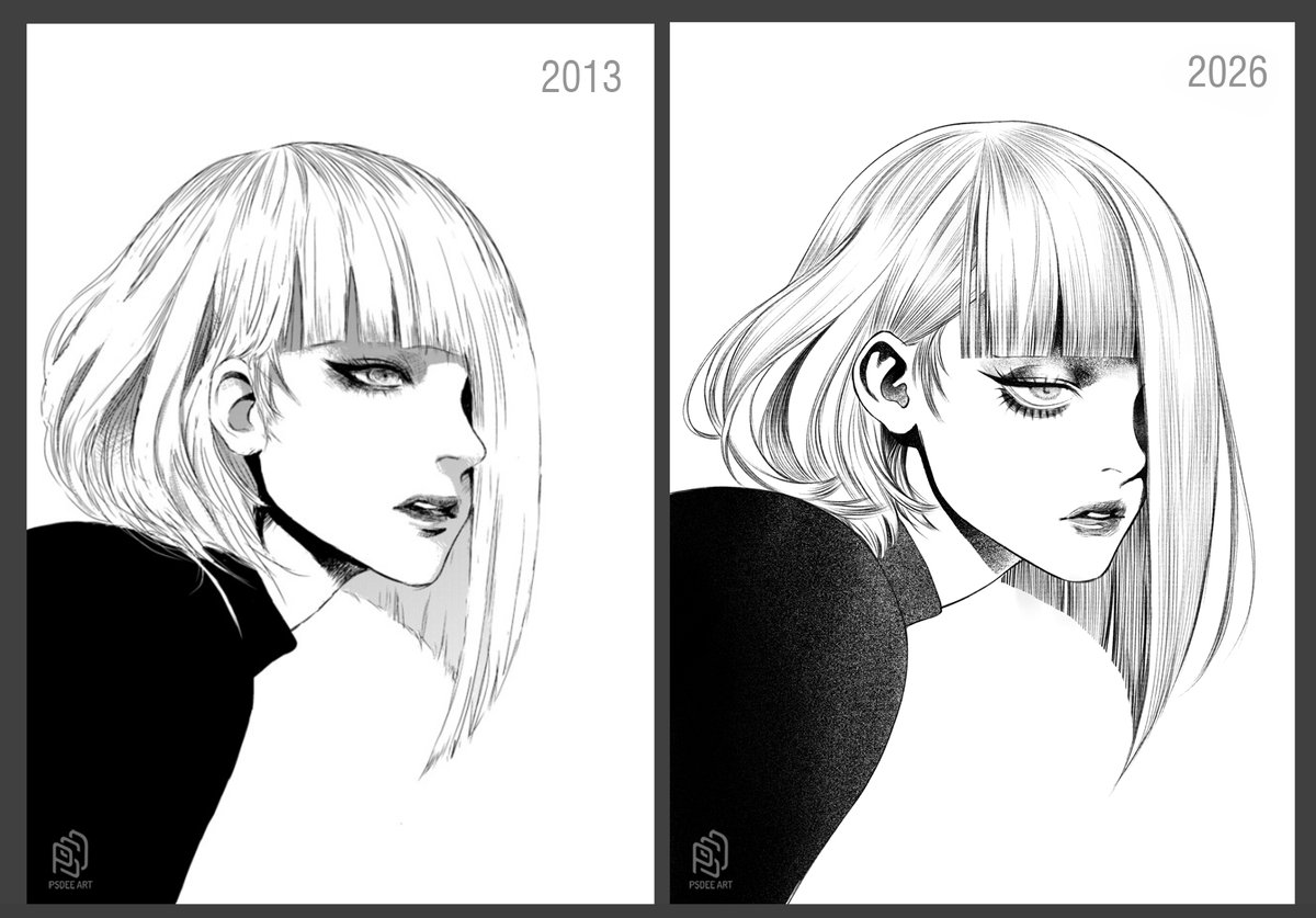 PSDeeart's tweet photo. another then vs now, exploring my old style again https://t.co/1Yo8wF3knC
