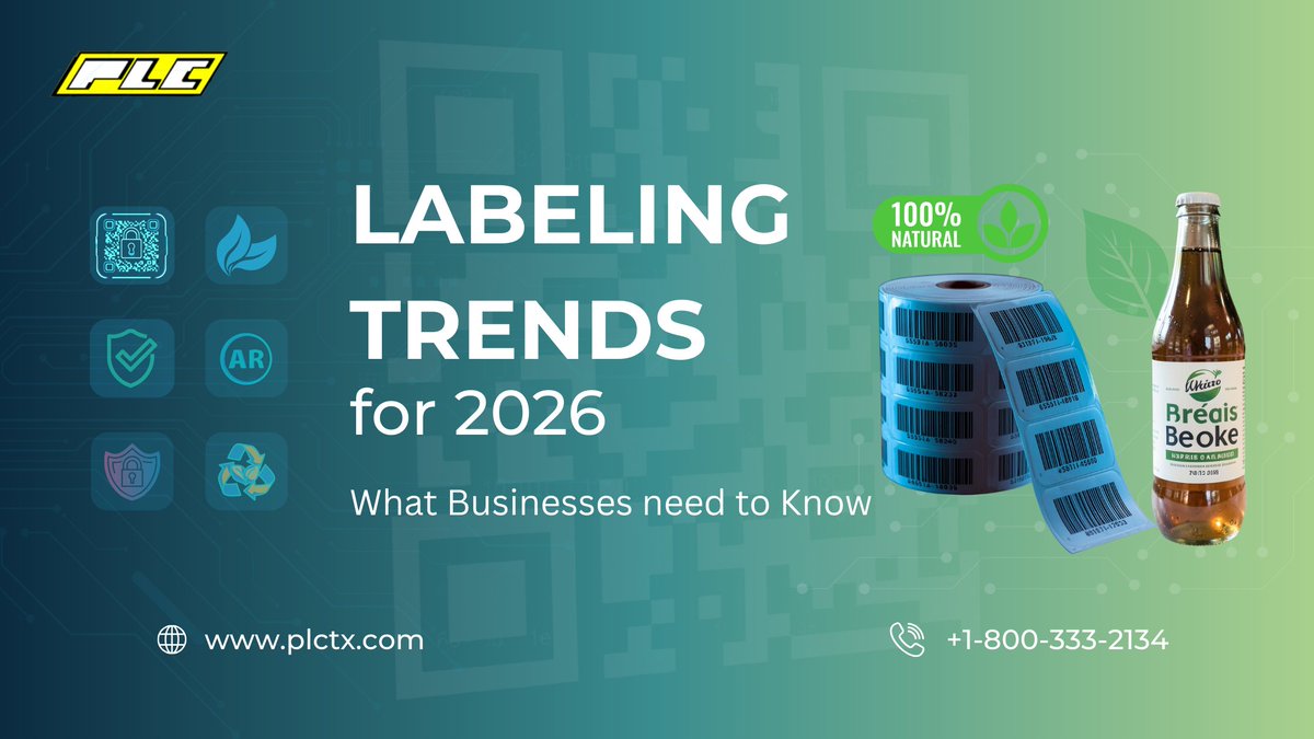 Your label isn’t just packaging anymore.

In 2026, it drives:
☑️Traceability
☑️Customer engagement
☑️Compliance
☑️Sustainability

RFID. QR. Smart tech. Digital printing.

Is your labeling strategy ready?
Read more: plctx.com/blog/labeling-…

#Labeling #Manufacturing #SmartLabels