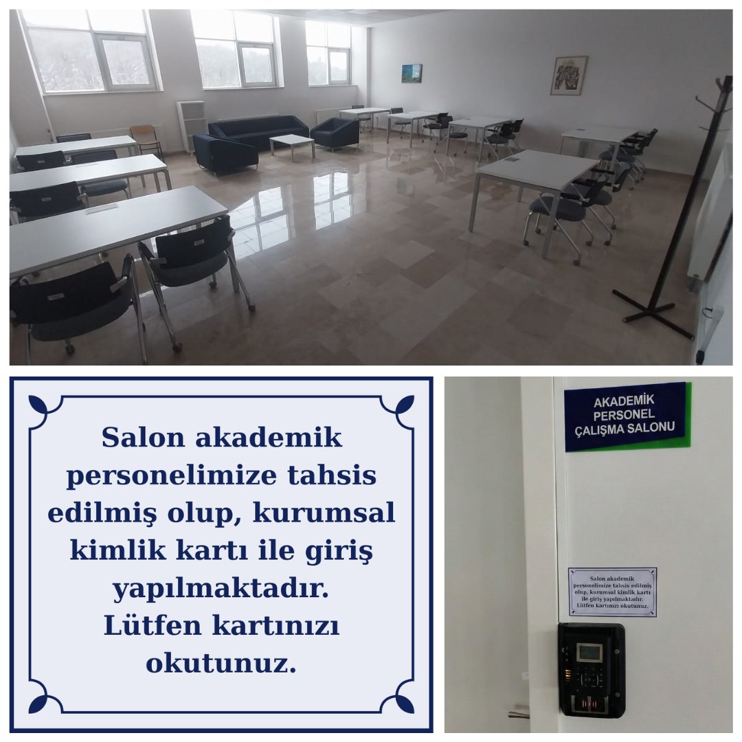 Başkanlığımızca hizmete sunulan Akademik Personel Çalışma Salonu daha verimli bir çalışma ortamı sağlamak amacıyla yeniden düzenlenmiştir. 
3. katta bulunan salona kurumsal kimlik kartı ile giriş yapılmaktadır.
#baibukutuphane #baibu #ibuajanda #bolu