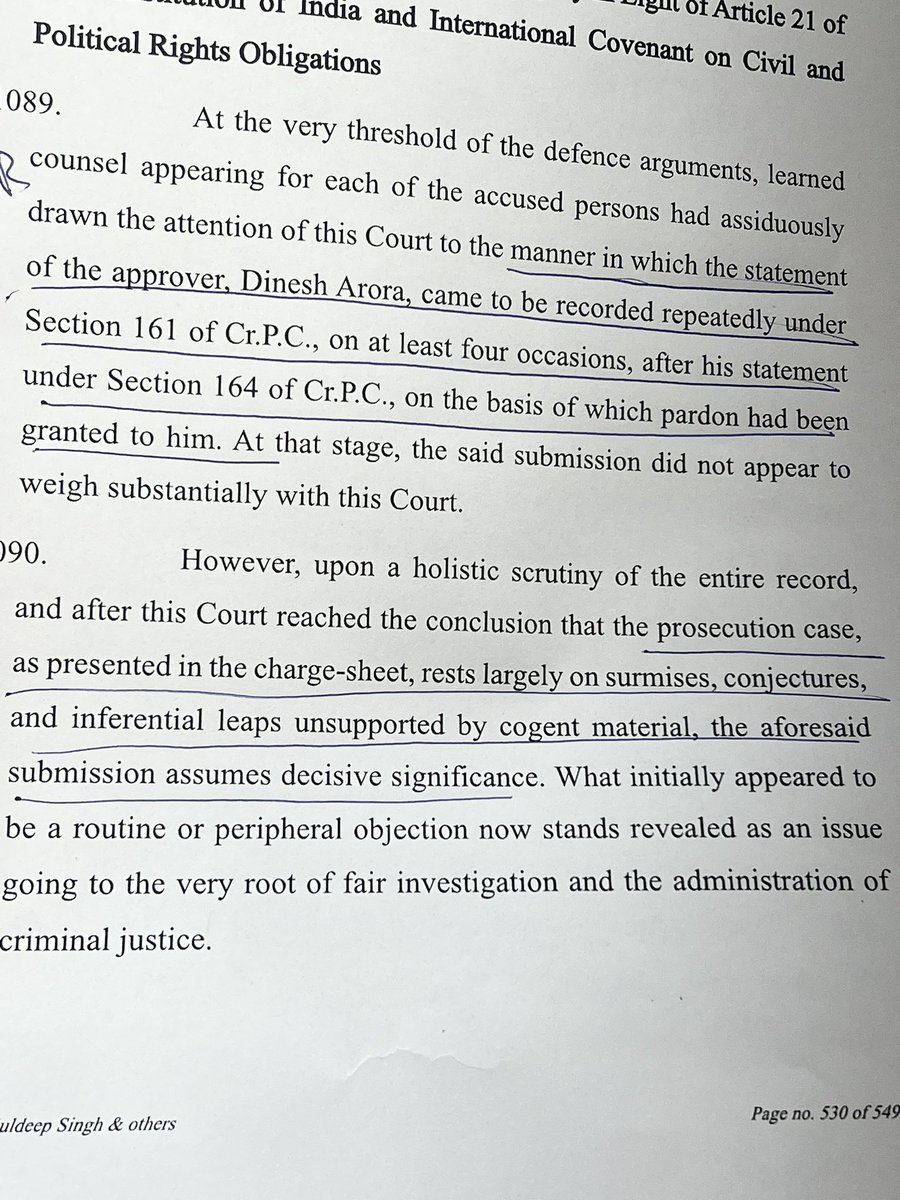 PadmajaJoshi's tweet image. Court really tore into the practice of using approvers’ statements to build a case l.
#ExcisePolicyCase