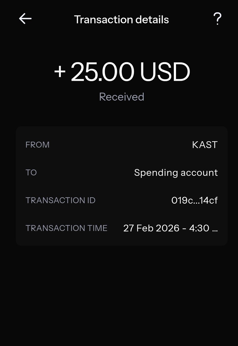 Got free $25 from <a href="/KASTxyz/">KAST</a> 

Thanks for the gift