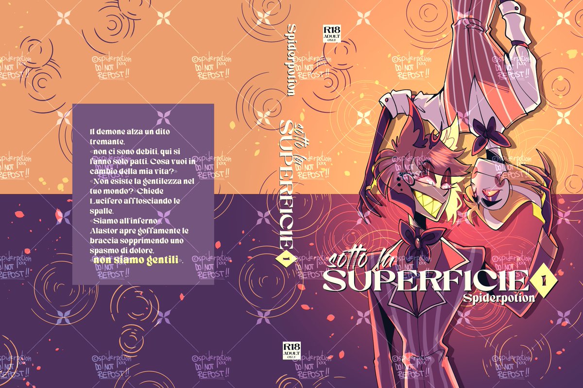 The cover for volume 1 of SOTTO LA SUPERFICIE is complete!!!😭💜 #Alastor #Lucifer #Radioapple #Appleradio