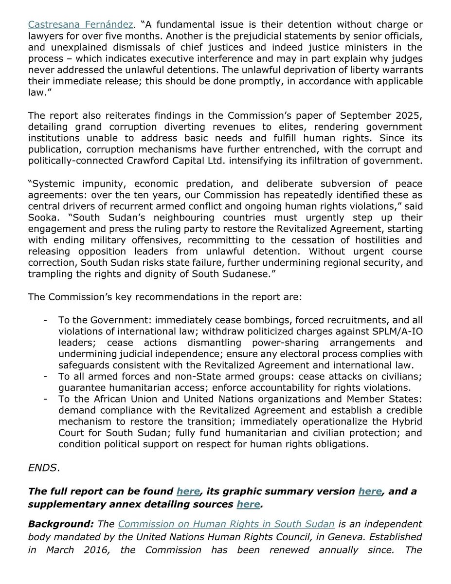 UN Commission on Human Rights in South Sudan tweet media
