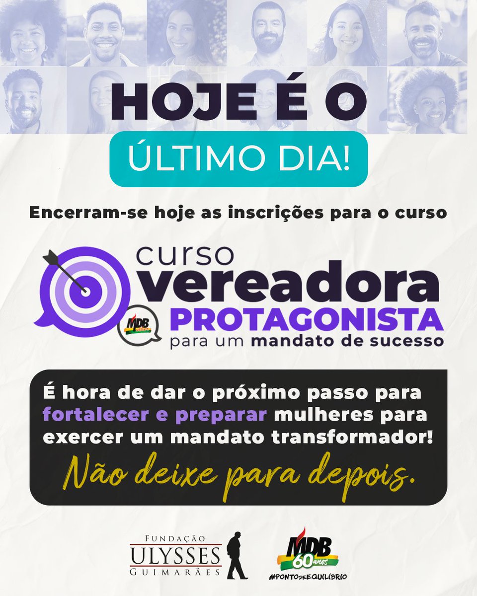 Encerram-se as inscrições para o curso #VereadoraProtagonista – para um mandato de sucesso.

Se você acredita na força da mulher na política e quer dar o próximo passo com segurança e protagonismo, essa é a hora.

Não deixe para depois! O futuro começa com decisão. 🤩🚀