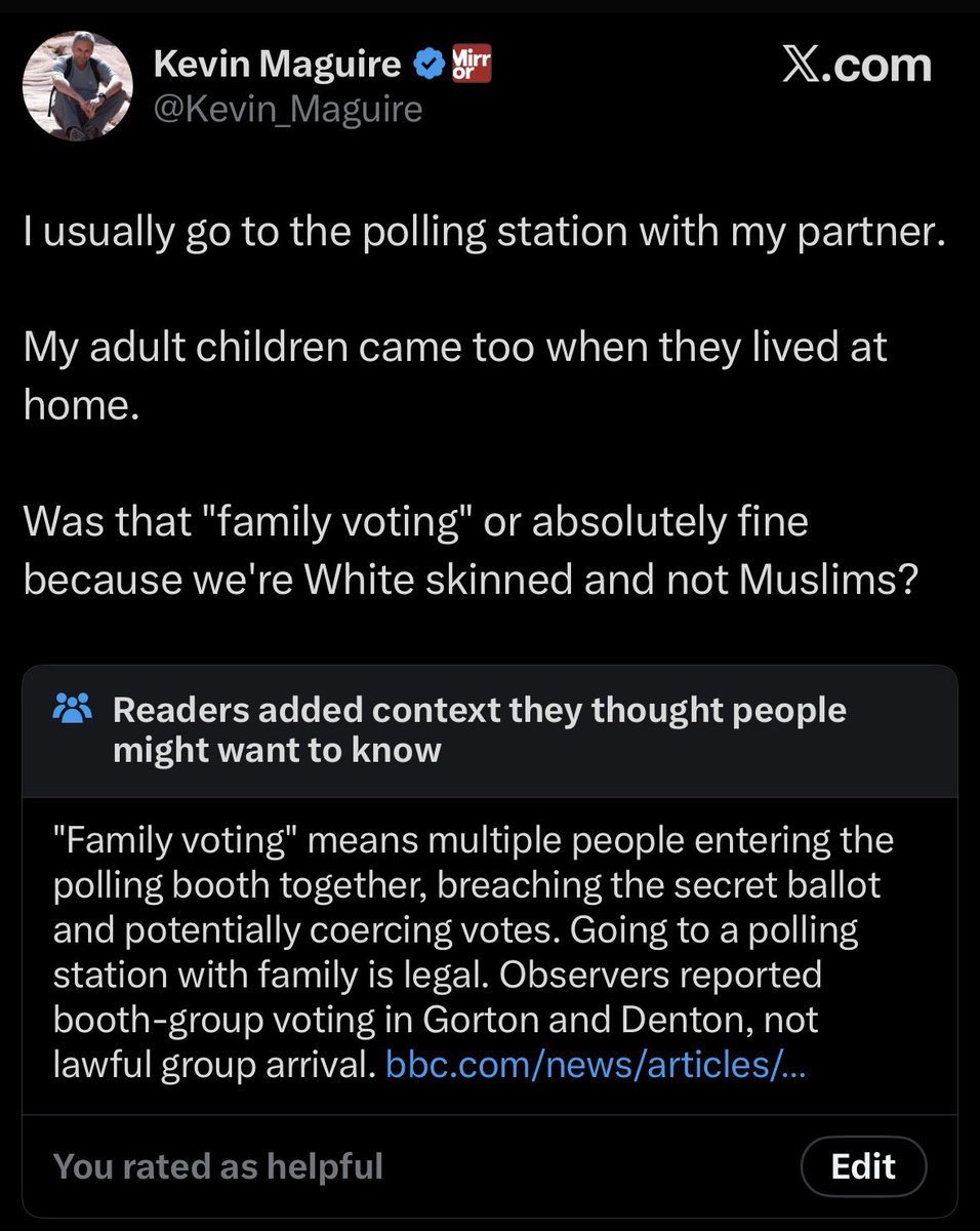 A left-wing journalist pretending not to understand family voting because it goes against his ideology.