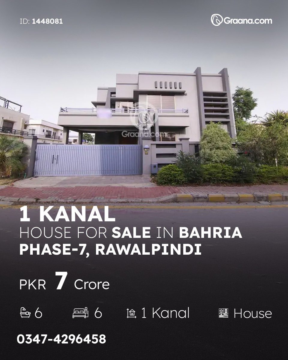 GraanaCom's tweet photo. A spacious home is available in Bahria Town Phase 7 — a well-developed and secure community known for modern facilities and convenient access.

Key Features:
✅ Large bedrooms with attached bathrooms
✅ Comfortable living & dining areas
✅ Functional kitchen with quality finishes
✅ Terrace, lawn/green space, and dedicated parking

Location Highlights:
📍 Located in Phase 7 — a gated, family-friendly neighborhood
📍 Easy access to main boulevards, GT Road, markets, schools, and parks

👉 View Listing: https://t.co/gUERtQjnT8

📞 Call Now: 0347-4296458

#GraanaMarketplace #GraanaListings #HouseForSale #BahriaTownPhase7 #1KanalHouse #RawalpindiRealEstate #FamilyHome #PropertyForSale