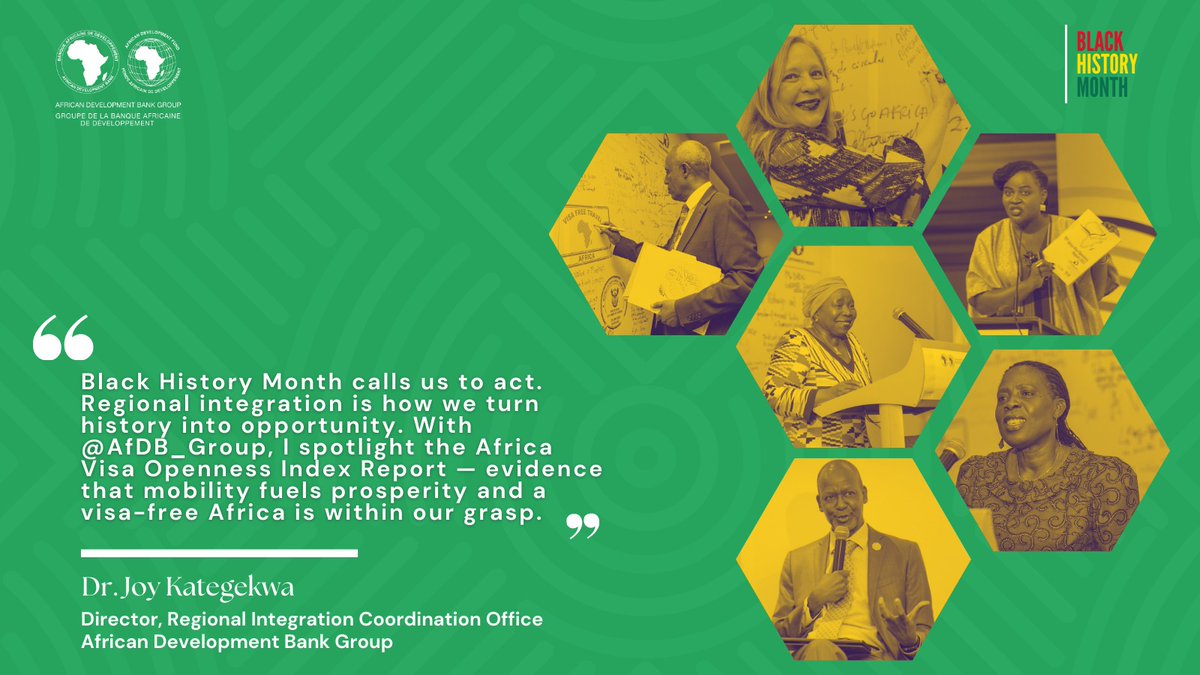 As we close out #BlackHistoryMonth let us stand on the shoulders of iconic leaders celebrated through time, and play our own part to build the Africa we Want. <a href="/AfDB_Group/">African Development Bank Group</a> &amp; partners 
continue to advocate for a visa free Africa.   #IntegrateAfrica