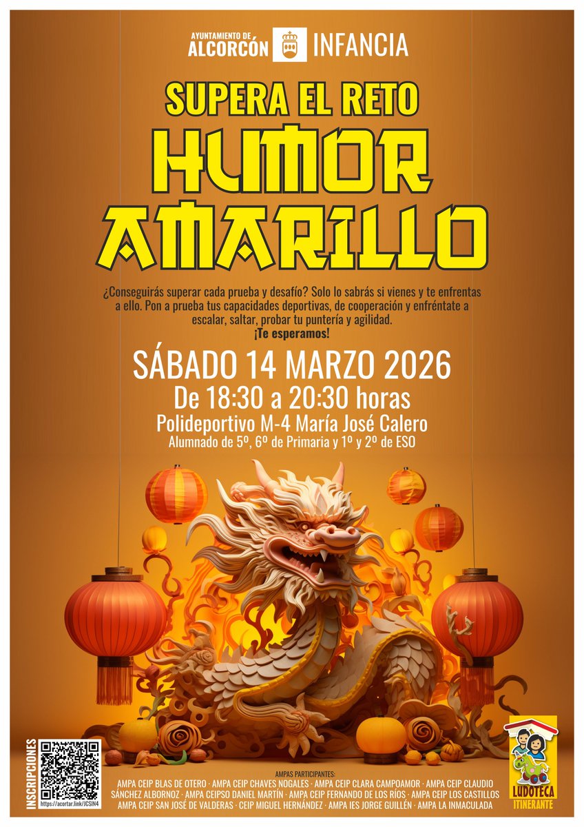 Alcorcón forma parte de la Red de Infancia y Adolescencia (RIA), nos invita a disfrutar de HUMOR AMARILLO en familia, una actividad pensada para compartir risas, juegos y mucho humor en familia.

#Alcorcón #familias #Infancia #AyuntamientoAlcorcón #RIA