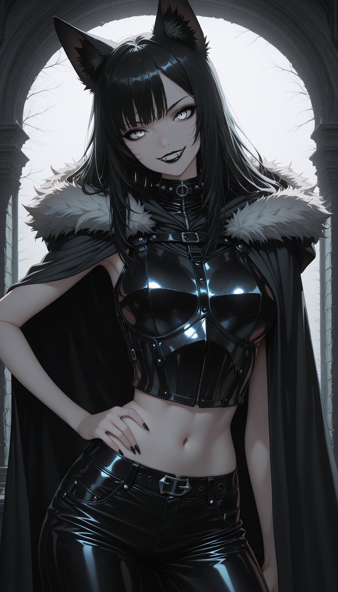 Veyra_Art's tweet photo. One small bite 🖤

#AIart #AnimeArt #AltGirl #GothGirl #WolfGirl https://t.co/DKgiK9uS2L