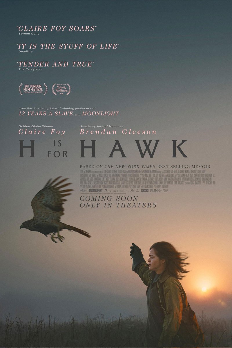 modytalkmovies's tweet photo. 39. #HIsForHawk (2025) A tender movies that does take it's time going but it does have a moving story, the cinematography is gorgeous and it is paired with strong performances by Claire Foy and Brendan Gleeson that keeps you engaged, it is sweet even if a bit repetitive. ⭐️⭐️⭐️ https://t.co/wcxeSbcSTV
