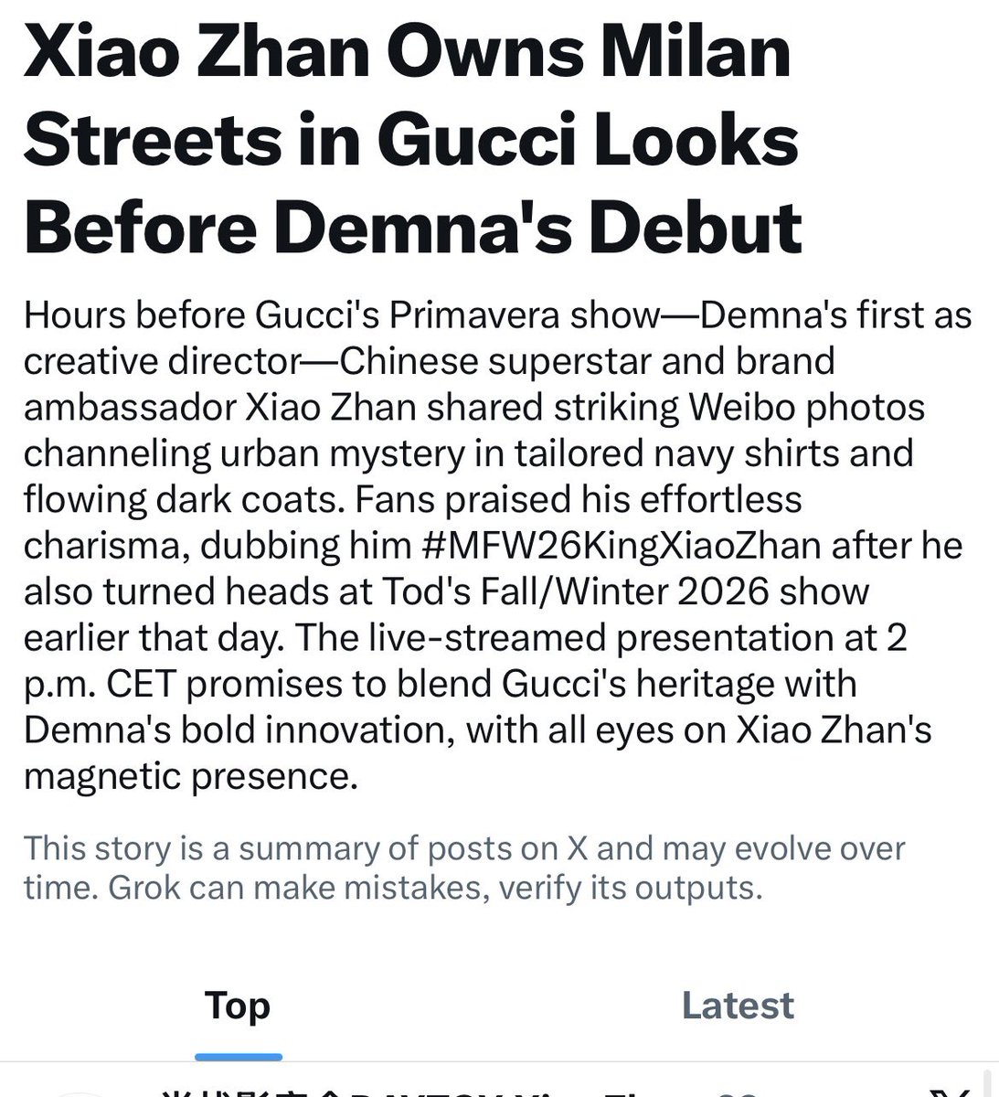 Oh I love what I have read 😌♥️…

XIAO ZHAN GUCCI SPRING #XiaoZhanxGucciTrend26 #MFW26KingXiaoZhan