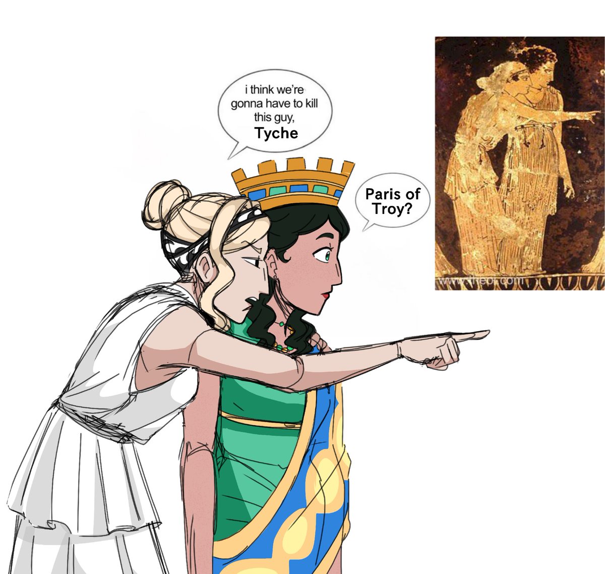Konoe_Piru's tweet image. Something I like to think is that Nemesis waited for years for Paris's luck to run out, and when it happened, she was the one who guided the arrow so that he had that funny death xdxd

#Nemesis #Tyche #greekmythology
