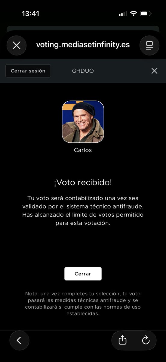 Bueno pues mi voto para mi ganador