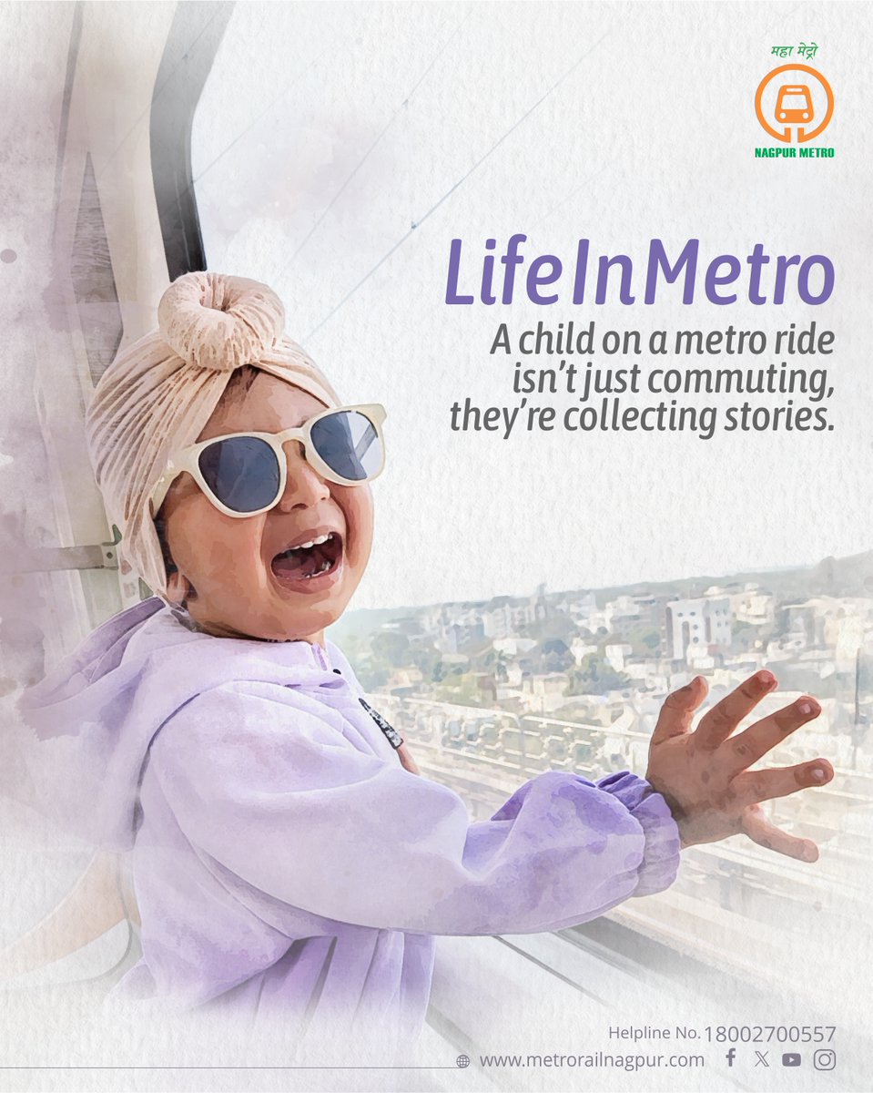 MetroRailNagpur's tweet image. No baggage of yesterday,, no anxiety about tomorrow -
just wide eyes, tiny hands on the window, and wonder in every moment.
#HappyFaces #MaziMetroRide #NagpurMetro #SafestMetro #LifeinMetro