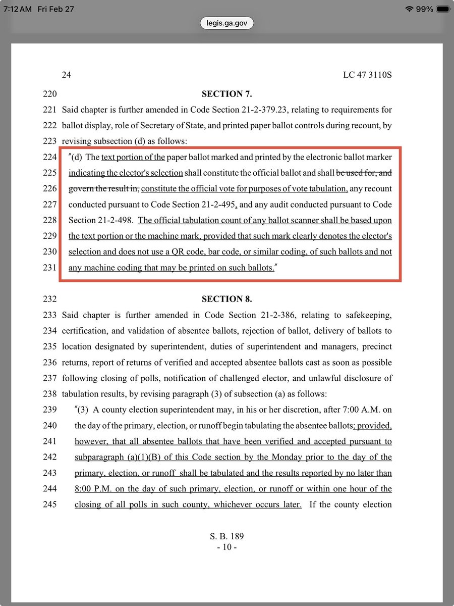 Senate Bill 189 passed in 2024 and QR codes on ballots were going to be eliminated contingent on receiving budget funding. 
No funding was ever allocated by <a href="/GovKemp/">Governor Brian P. Kemp</a> then,  in 2025 and now nothing has been budget this year. 
Democrats want to push out the effective date to next