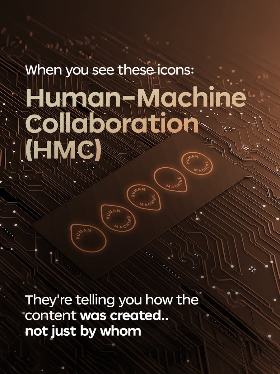 DubaiFuture's tweet image. When you see these icons, they're trying to tell you:
Who made this, and how much AI was involved?

The Human–Machine Collaboration (HMC) icons are designed for creators &amp;amp; researchers who value transparency.

Download the #HMC toolkit today: dubaifuture.ae/hmc

#DubaiFuture