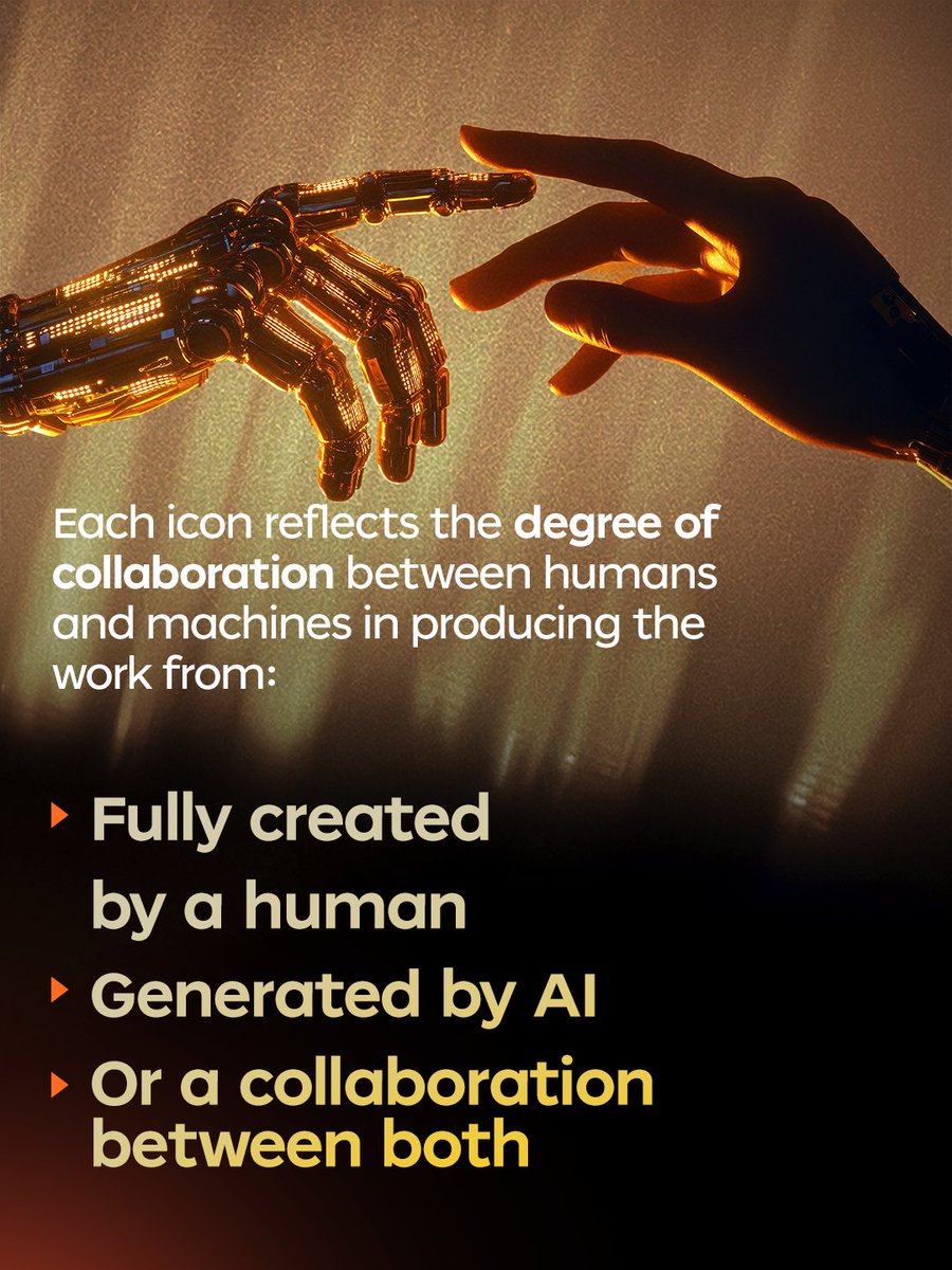 DubaiFuture's tweet image. When you see these icons, they're trying to tell you:
Who made this, and how much AI was involved?

The Human–Machine Collaboration (HMC) icons are designed for creators &amp;amp; researchers who value transparency.

Download the #HMC toolkit today: dubaifuture.ae/hmc

#DubaiFuture