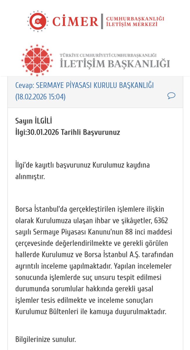 #alka beni bu lanet hisseye ulaştıran, hissenin reklamını yapan bu vukatlı kişi <a href="/Dr_SerArslan/">Dr. Şerafettin Arslan, SMMM</a> <a href="/spkgovtr/">SPK</a> para cezası vermiş, buna rağmen yine piyasayada, yine insanları dolandırmaya gelmiş.
<a href="/spkgovtr/">SPK</a> cimere şikyat ettim. Umarım gereğini yaparlar.