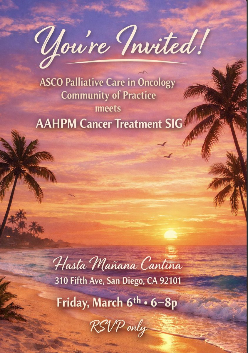 PallOncCoP's tweet image. Are you heading to #SanDiego next week for @AAHPM #hapc26? If so we want to connect with you. Come join us for an informal dinner with #CancerTxSIG. RSVP at @pallonccop@gmail.com 
@realbowtiedoc 
@DarcyBurbage
@Chaosdyna
@crisbergerot
@GretchenMcnally
@asfeen_ummul
@veladconmigo