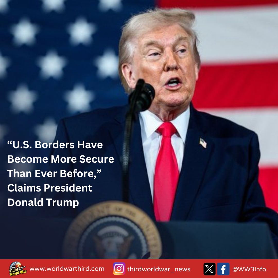 WW3Info's tweet photo. #WWIII: US President Trump claimed that while millions of #IllegalAliens entered the country unchecked in the last four years, #BorderCrossings have dropped to zero under his leadership. He also said #crime & #DrugTrafficking have fallen, making US borders the most secure ever. https://t.co/Ry3pHZjkxh
