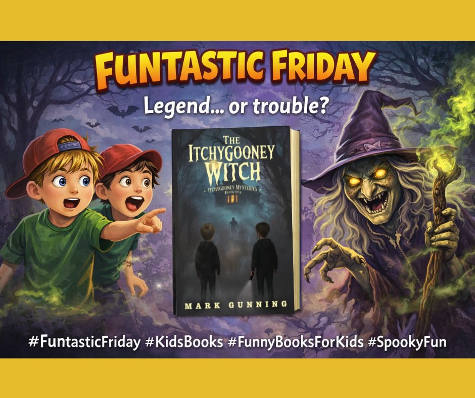 MGunningAuthor's tweet photo. It’s Funtastic Friday 🎉
The Itchygooney Witch may only be a legend…
…but William and Thomas are about to find out the hard way. 😳
📚 The Itchygooney Witch https://t.co/iLRoKS95TP
#FuntasticFriday #KidsBooks #SpookyFun #FunnyKidsBooks #ReadAloud #SchoolLibrary #Books #Kids https://t.co/6aATrJKsi8