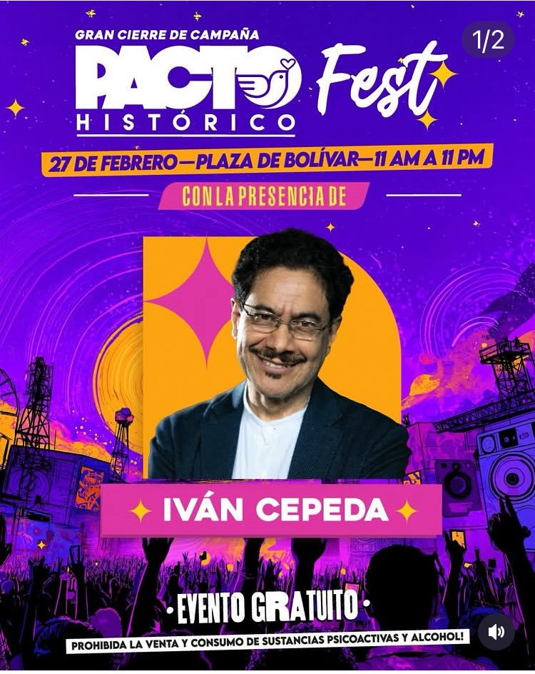 melaniatrompo's tweet photo. @pastoracorrupta @lafm Yo voy gratis al #PactoFestConIvan
Vayan armados con sus celulares. Las cámaras confirmarán la grandeza de Ivan Cepeda quien ya es el presidente y confirmará los resultados de Invamer.
Hoy esa Plaza de Bolívar se llenará a reventar y todos ustedes lo saben 🥳🥳🥳 https://t.co/pGa65yDxze