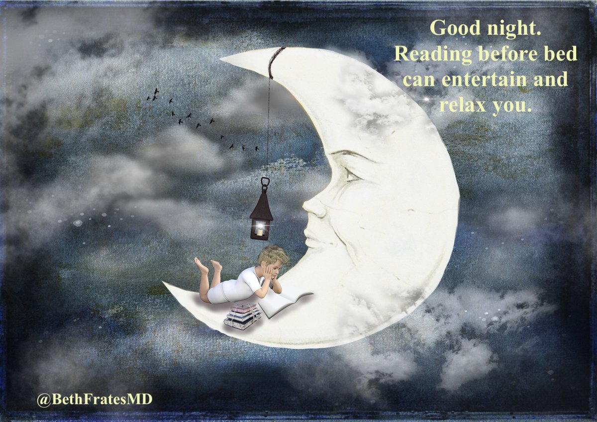 BethFratesMD's tweet image. Goodnight. Reading before bed is a great way to learn and to relax. 📖🛏️💤😴

#GoodNightX #Goodnighteveryone #sleep #reading #books #night
