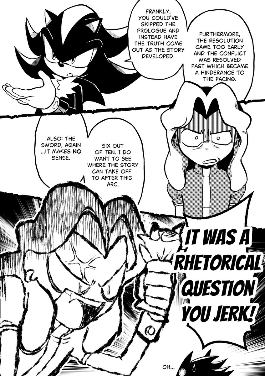 Broken Future 28-29!
Shadow the ultimate critic 🧐
#ShadowTheHedgehog #sonicAU