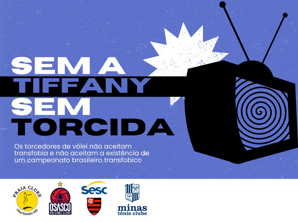SIM A TIFANNY SEM TORCIDA 

Me recuso enquanto torcedora do SESC FLAMENGO a assistir/apoiar a Copa Brasil se a TIFANNY for impedida de jogar