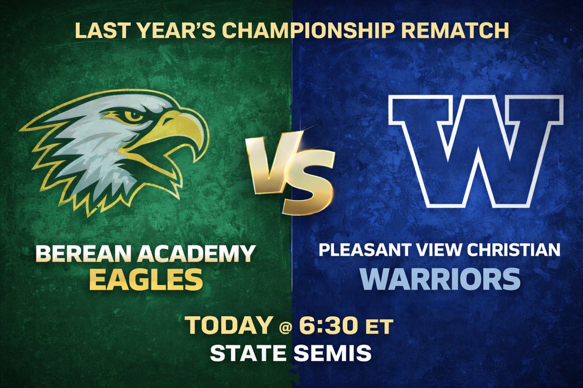 Coach_Jordan4's tweet image. Berean Academy will face PVCHS in the state semifinals, winner advances to the championship! 

#Nofear #Back2back 

@DWigginton10 @RyanStan_2027