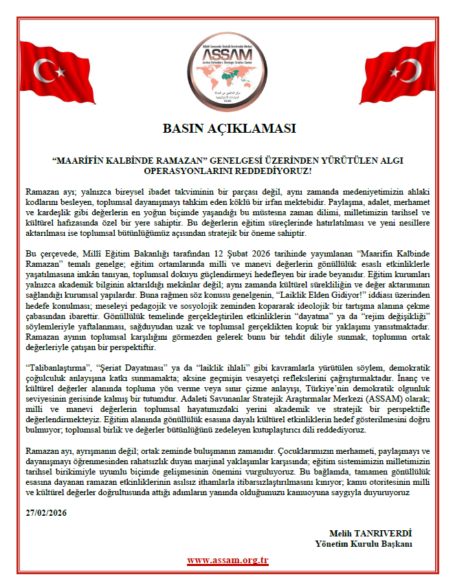 ASSAMDER's tweet photo. ”Maarifin Kalbinde Ramazan” Genelgesi Üzerinden Yürütülen Algı Operasyonlarını Reddediyoruz!

https://t.co/37Gsls1Ky5 https://t.co/YHl5IKyhGF
