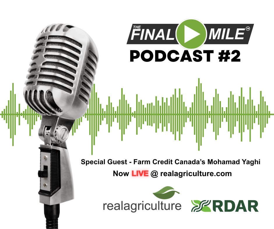 RDARAlberta's tweet photo. ICYMI: Mohamad Yaghi, vice president of AgExpert and Innovation Hub at Farm Credit Canada joins Shaun Haney for the latest episode of The Final Mile.
You can find episode 2 of The Final Mile here: https://t.co/nzx6LzxErN
#RDAR #realagriculture #fcc #farming #Canada https://t.co/Ba2xXTwI7q