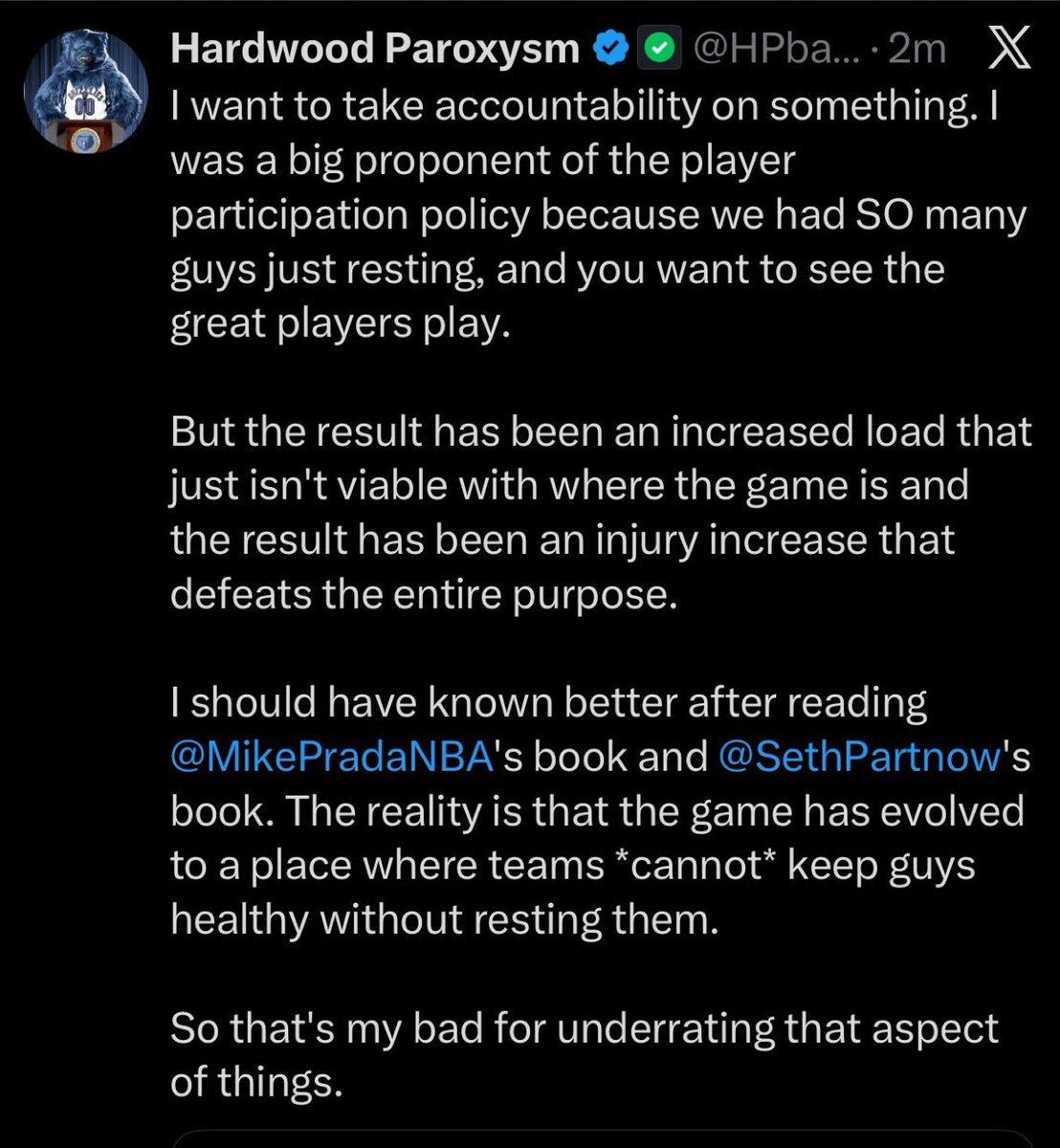 What this fucking dipshit won’t admit is that the only reason he’s having a change of heart is because it affects his beloved Nikola Jokic. This dumb piece of shit was leading the charge demanding Embiid play through a torn meniscus but now that Jokic is playing through injury he