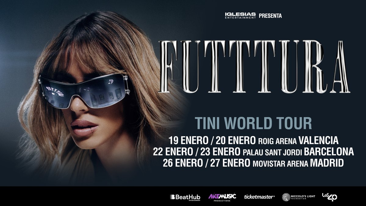 ¡<a href="/TiniStoessel/">tini</a> en España! 🥰 La diva argentina visitará nuestro país con su FUTTTURA TOUR 2027 en Valencia, Barcelona y Madrid. 

Regístrate en la preventa exclusiva y consigue tus entradas antes que nadie el próximo 4 de marzo a las 12h
🎫 bit.ly/3ZZBnIm