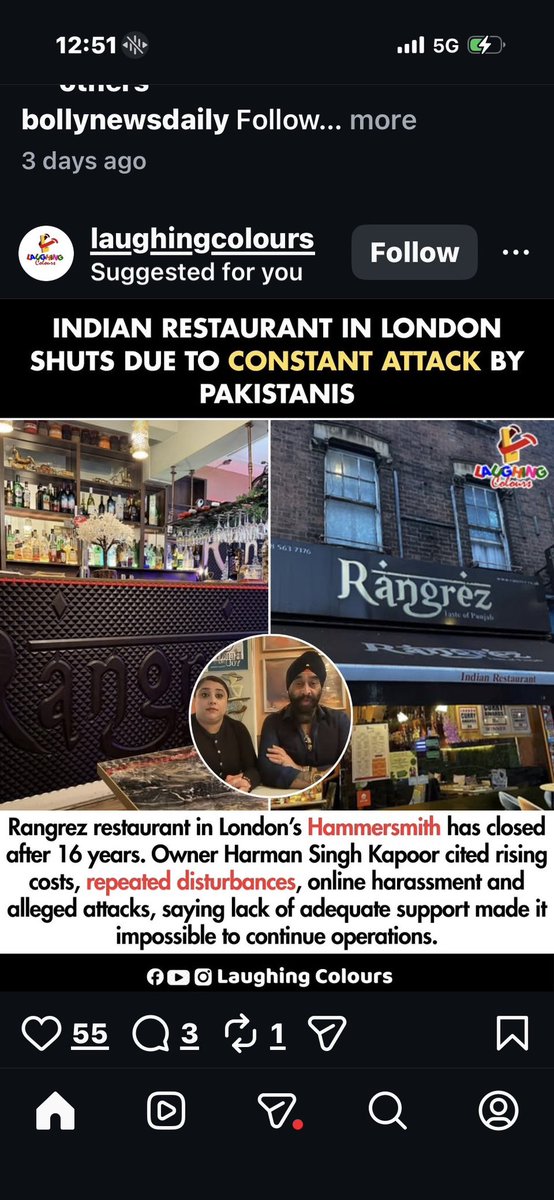 I request <a href="/TimeOutLondon/">Time Out London</a> to visit my restaurant Rangrez in Hammersmith, unannounced before it closes and give an honest review of the food and service.