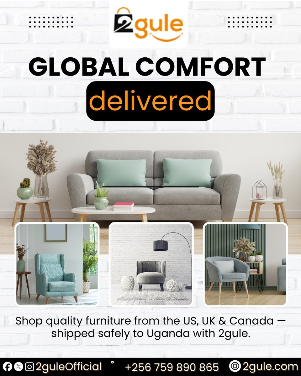 2guleOfficial's tweet image. Elevate your living space with top-tier furniture straight from the USA, UK, and China delivered hassle free to Uganda via 2gule!

Experience global comfort at home. Shop smart, live better.
#2gule #2guletotheworld #internationalshipping