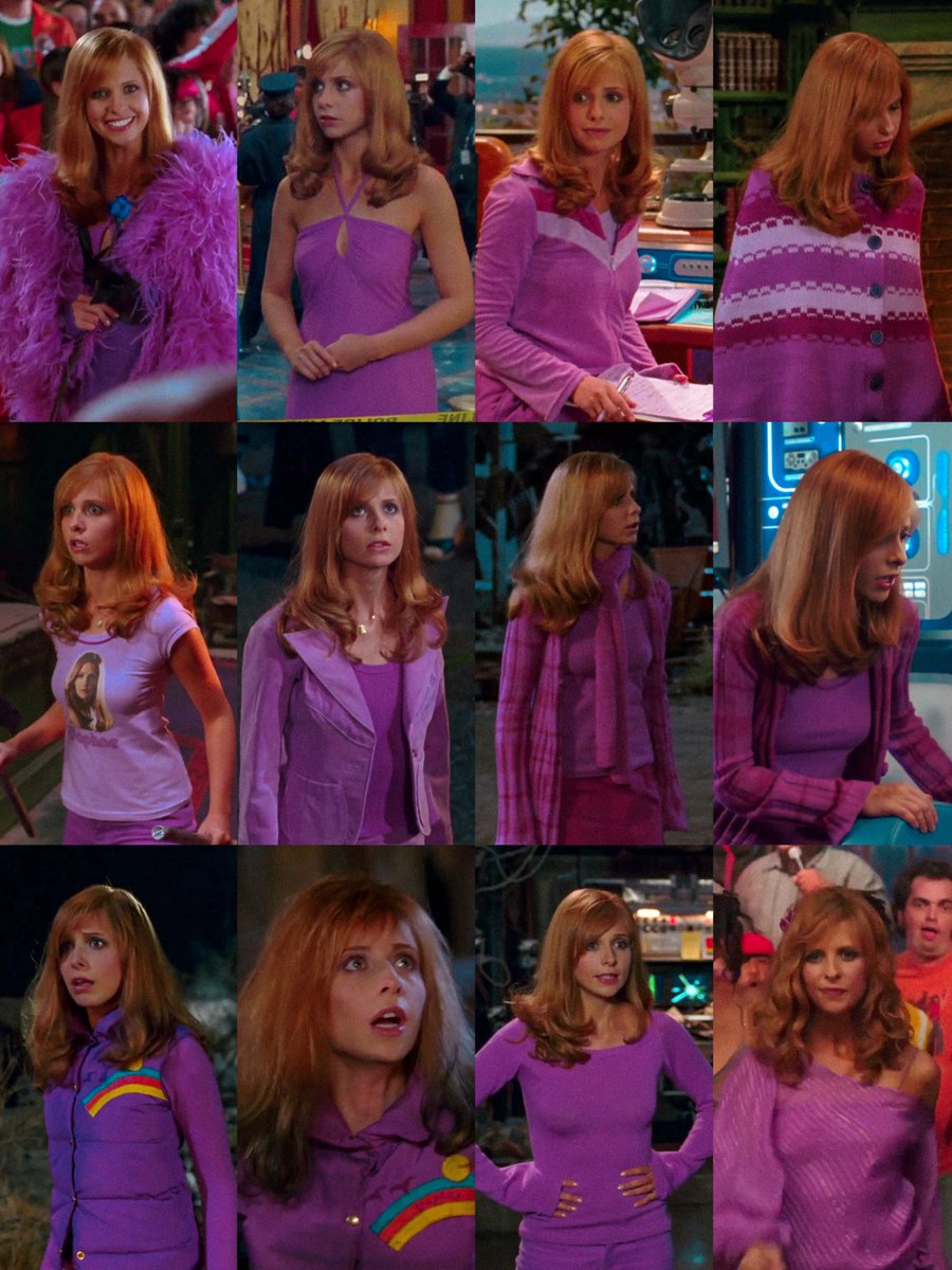 doocentral's tweet photo. Guarda-roupa da Daphne em ‘Scooby-Doo 2: Monstros à Solta’ (2004). 💜

Bônus: Cabelo com as pontas pretas de quando ela achou uma boa ideia dar uma bicuda no Fantasma de 10.000 Volts. https://t.co/PWfBYLK5qs