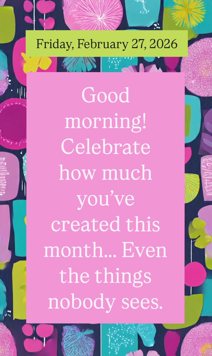 Good morning! ☀️ Celebrate how much you’ve created this month 🎉... Even the things that nobody sees 😊.

#FridayVibes #FridayMotivation