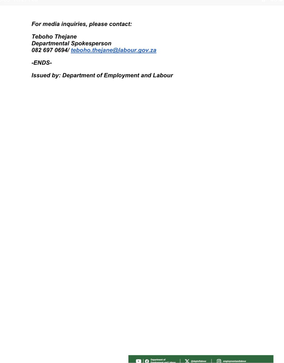 Department of Employment and Labour tweet media