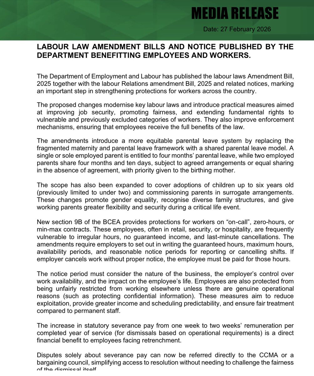 Department of Employment and Labour tweet media