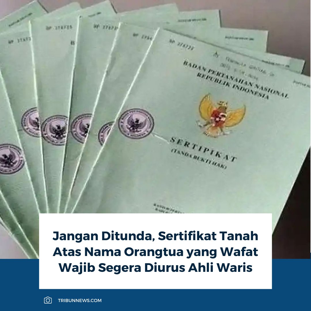 Sertifikat tanah atas nama orangtua yang telah meninggal perlu segera dibalik nama kepada ahli waris. Jika tidak, hal ini bisa memicu sengketa keluarga hingga menghambat jual beli atau pengajuan kredit. Kewajiban peralihan hak waris juga diatur dalam PP Nomor 24 Tahun 1997