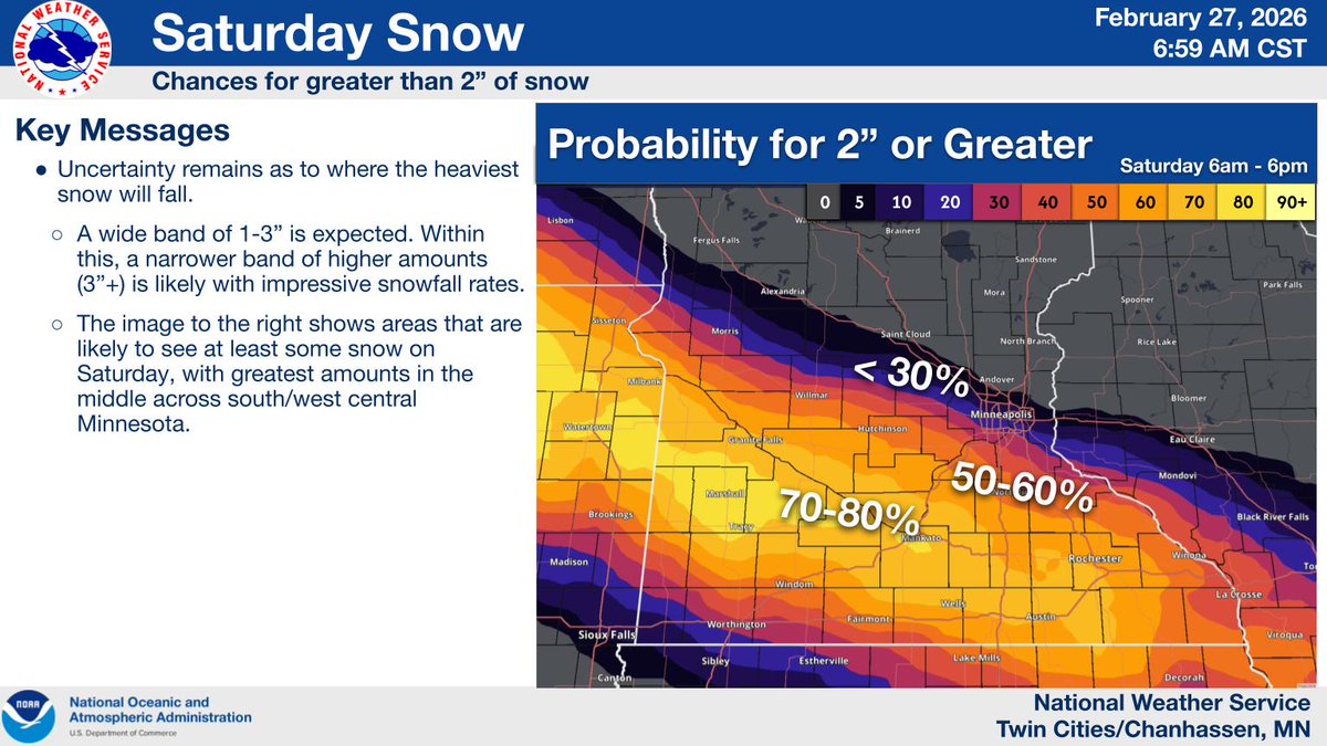 A Winter Weather Advisory will be in effect 6AM Sat for a band of snow ...