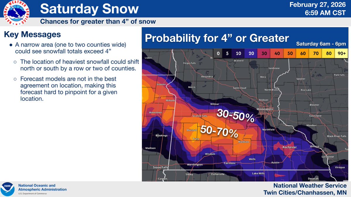 A Winter Weather Advisory will be in effect 6AM Sat for a band of snow ...
