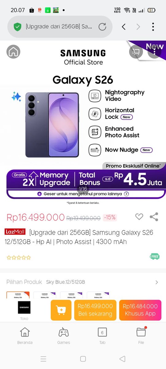 RikiHasan14's tweet photo. ngiler banget liat Samsung S26 Di Lazada wkwkwkwk liat aje nih fotonya cakep kan??  checkout sekarang mumpung lg lazada ramadan sale.
https://t.co/mrZvUrsEkx https://t.co/W4d5KlKJmx