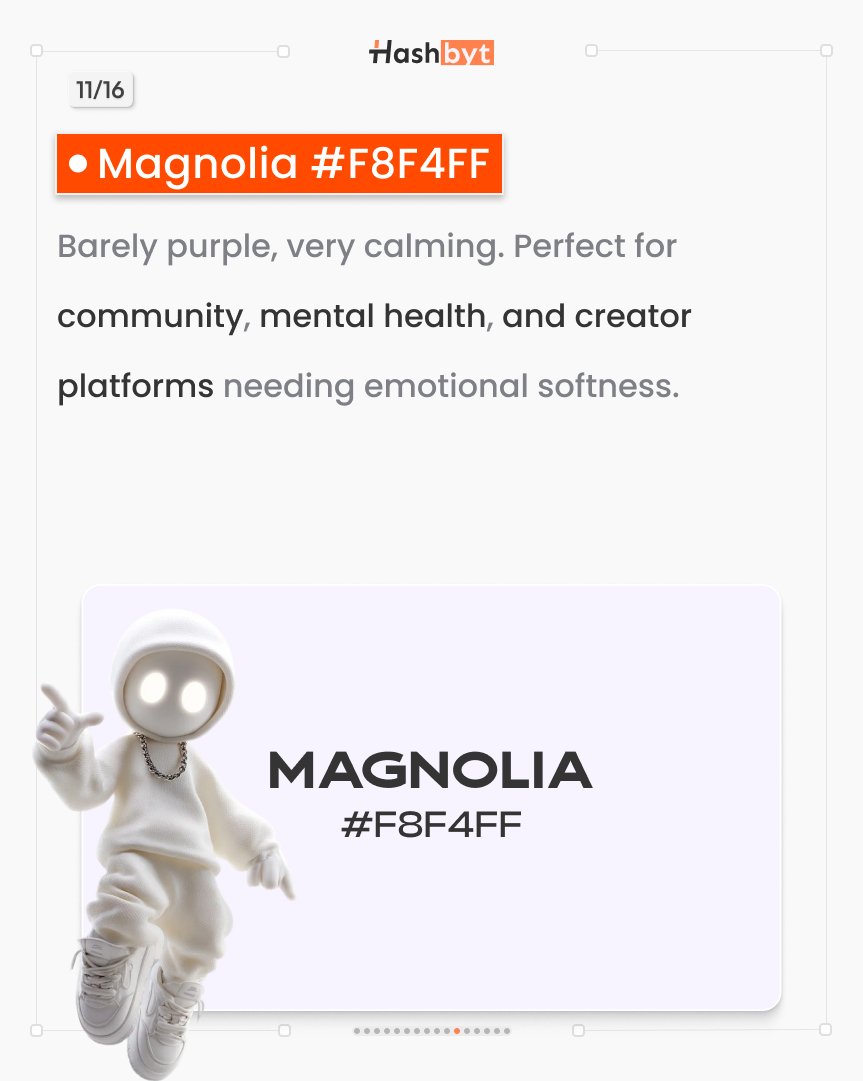hashbyt's tweet photo. Magnolia (#F8F4FF)
Barely purple. Calm and emotional.
#MentalHealthApp #Community https://t.co/ENdFjupoWf