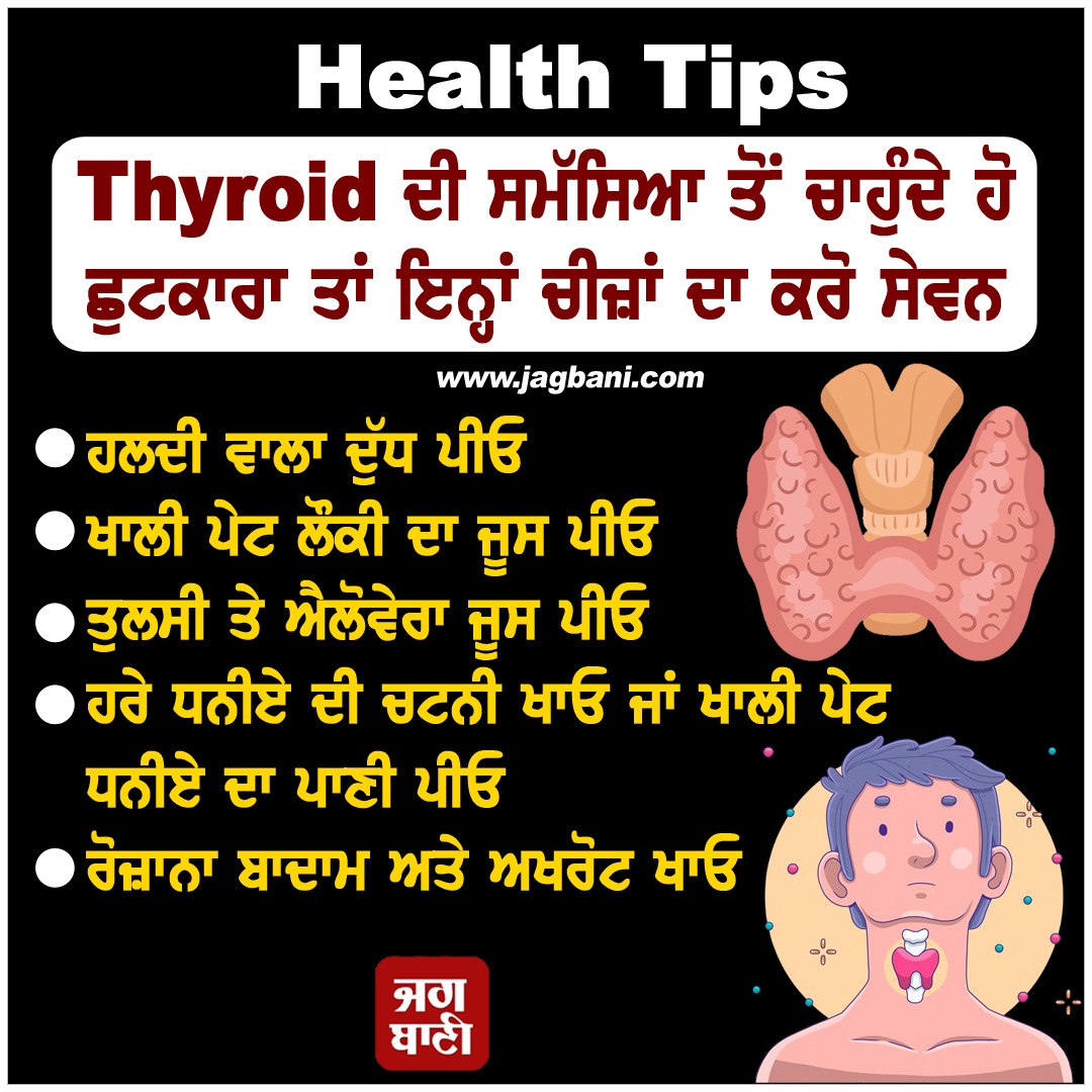 JagbaniOnline's tweet image. Health Tips
Thyroid ਦੀ ਸਮੱਸਿਆ ਤੋਂ ਚਾਹੁੰਦੇ ਹੋ ਛੁਟਕਾਰਾ ਤਾਂ ਇਨ੍ਹਾਂ ਚੀਜ਼ਾਂ ਦਾ ਕਰੋ ਸੇਵਨ
#HealthTips #Thyroid #Problems #HomeRemedies
