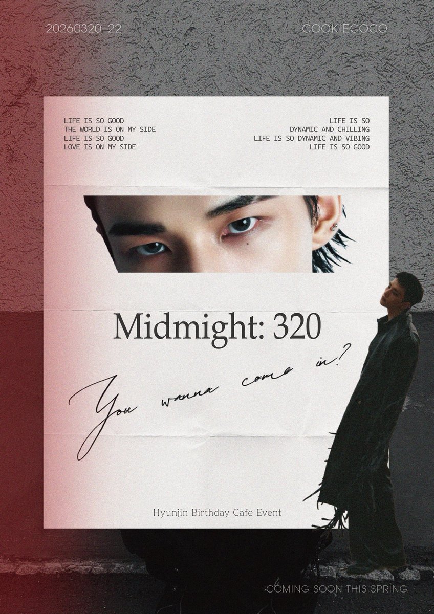 midnight_320ho's tweet photo. *:𝙷𝙰𝙿𝙿𝚈 𝙱𝙸𝚁𝚃𝙷𝙳𝙰𝚈:*
🌉 H Y U N J I N 🌉

♡̶⡱3/20(FRI)-22(SUN)
♡̶⡱COOKIECOCO

⋆┈Midnight : 320호┈⋆

You wanna come in?

#MIDNIGHT_ROOM320
#미드나잇_320호
#현진 #현진생카 #현진생일 #hyunjinbirthday

⋆ RT 추첨 한 분께 소정의 선물을 드립니다 (카페수령) https://t.co/9MZ6EwICxK