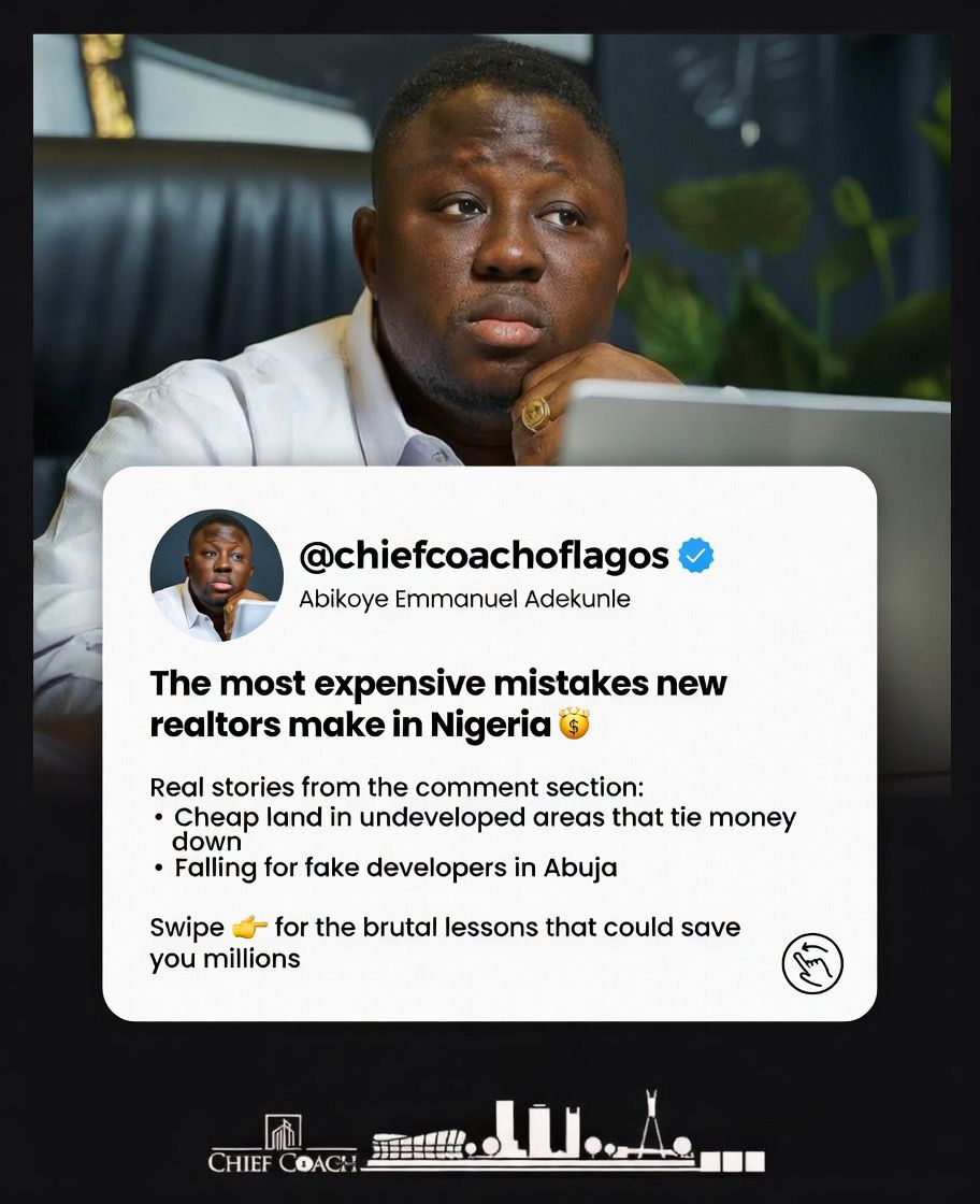 larrysng's tweet photo. New &amp; Aspiring Realtors get in class… this one is STRICTLY for you 🔥
I asked sometime ago: “What’s the most expensive mistake you made when you started as a realtor?”
The responses hit hard, 
From the “cheap land” trap that ties your capital down for years… .... https://t.co/iL2cDfvswG