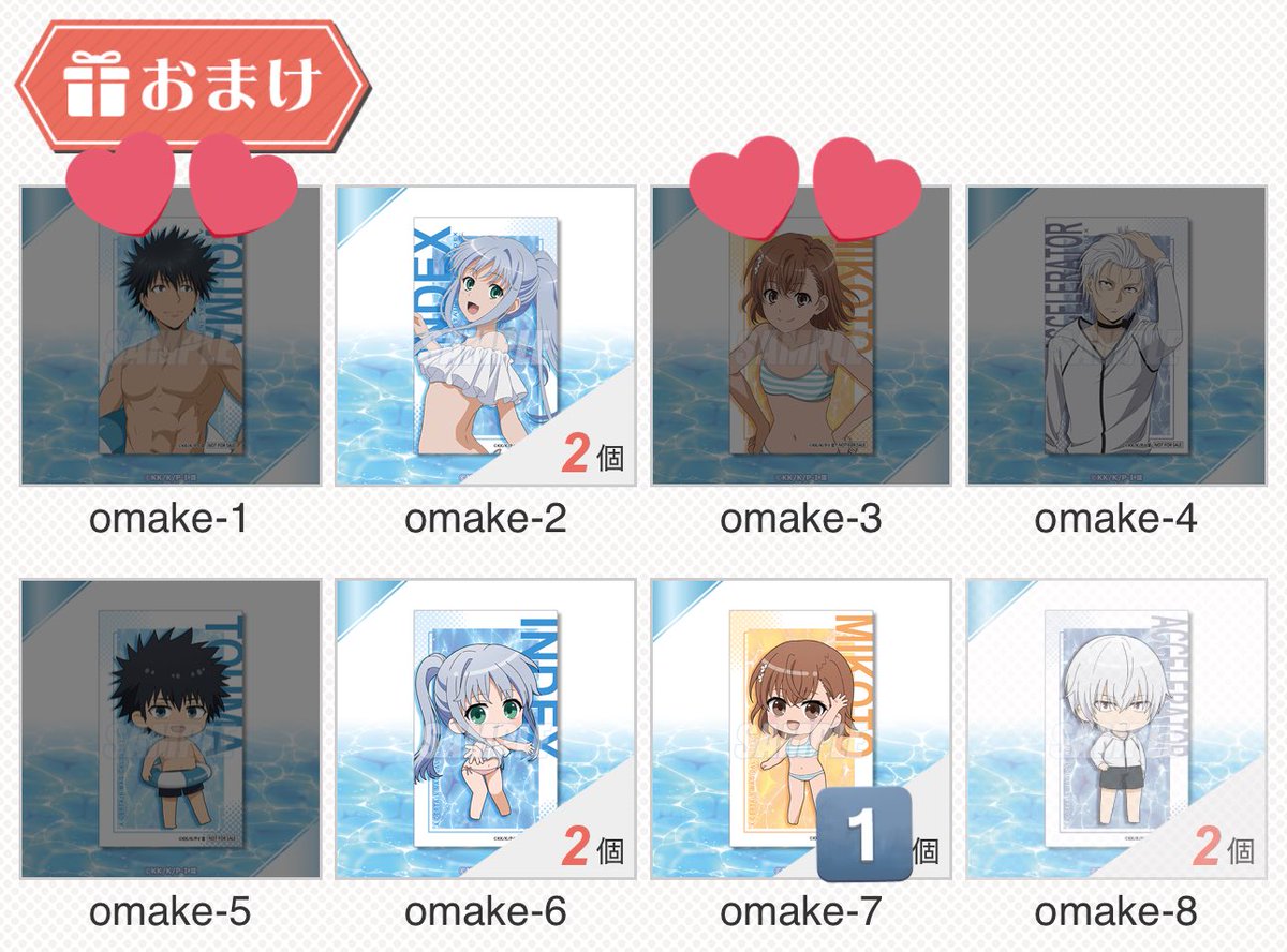 交換】 くじ引き堂 とある魔術の禁書目録 オンラインくじ～水着Ver