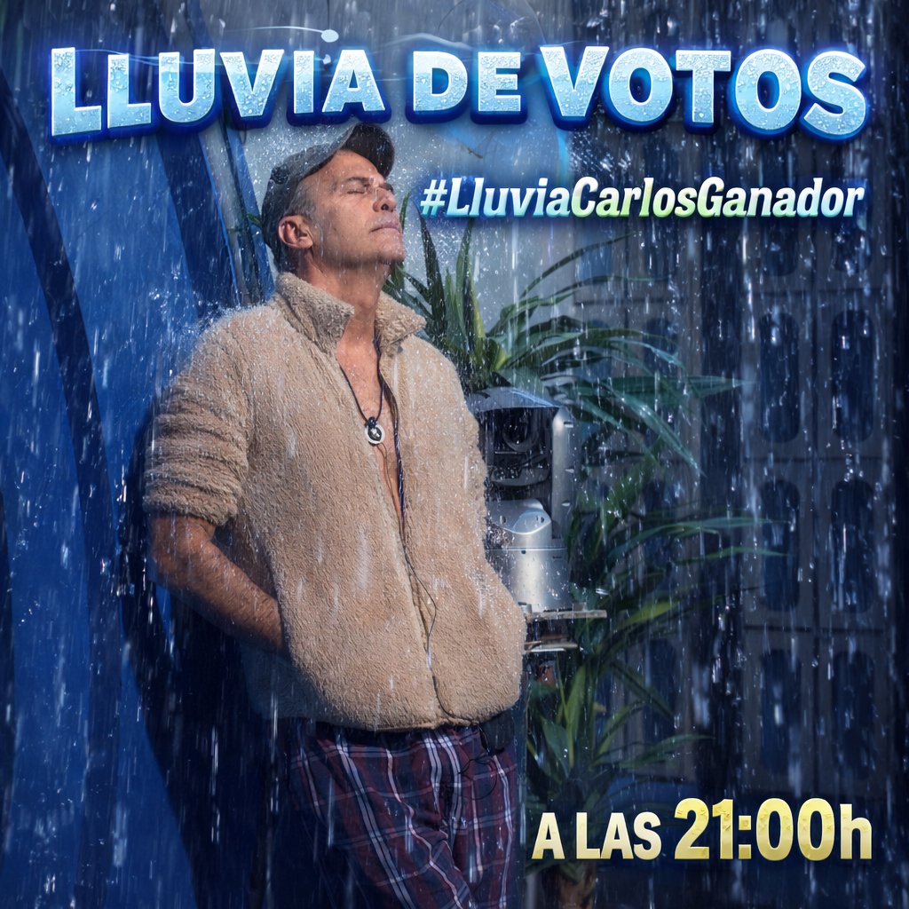 🌧️✨ ¡Esta noche hay lluvia de votos! ✨🌧️
⏰ A las 21:00h todos con #LluviaCarlosGanador
💪 Sube tus votos, compártelo y vamos a llenarlo de apoyo.
🔁 RT para máxima difusión y que no pare la lluvia.
¡Vamos con todo! 🚀
#GHDúo27F <a href="/hoyosmoni/">Monica Hoyos</a> <a href="/_CarlosLozano/">Carlos Lozano</a>
